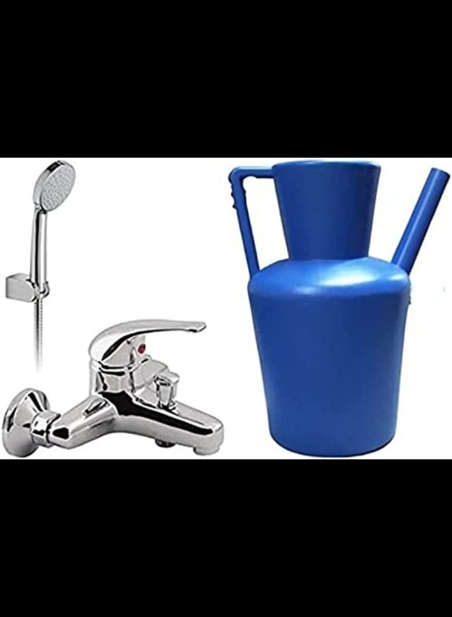ABBASALI Shower Mixer With Hand Shower & Plastic Bathroom Jug (Lota)  - Image 1