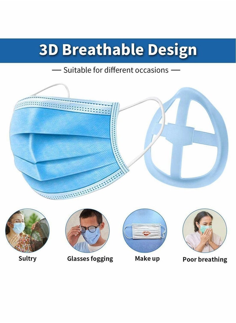 10Pcs 3d Face Mask Inner Support Frame Homemade Cloth Cool Silicone Bracket More Space For Comfortable Breathing Washable Reusable Clear (Blue5 White5)