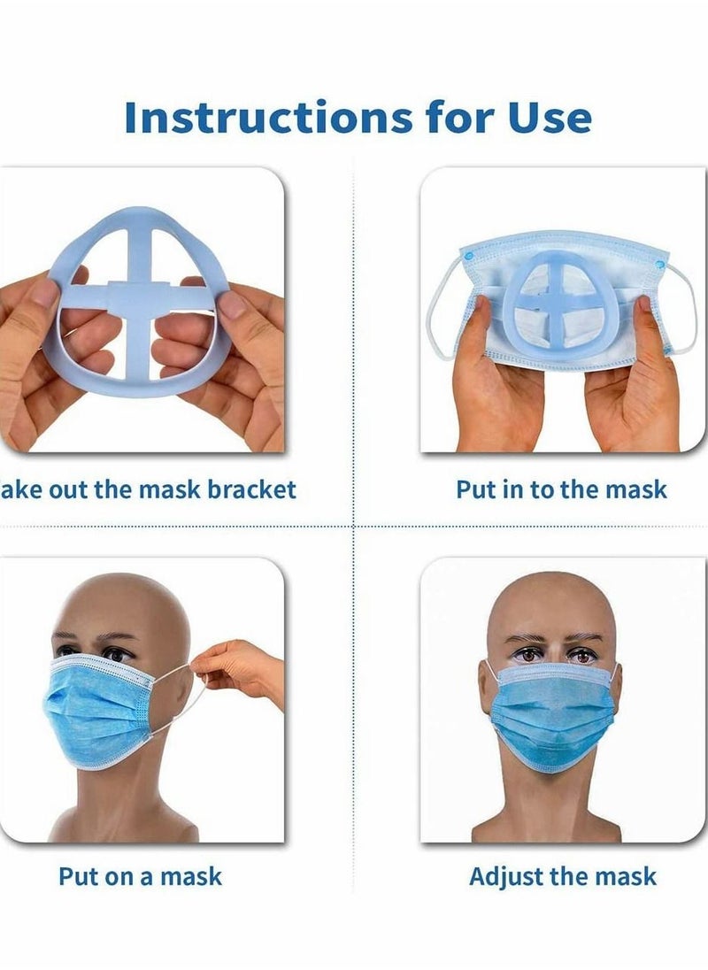 10Pcs 3d Face Mask Inner Support Frame Homemade Cloth Cool Silicone Bracket More Space For Comfortable Breathing Washable Reusable Clear (Blue5 White5)