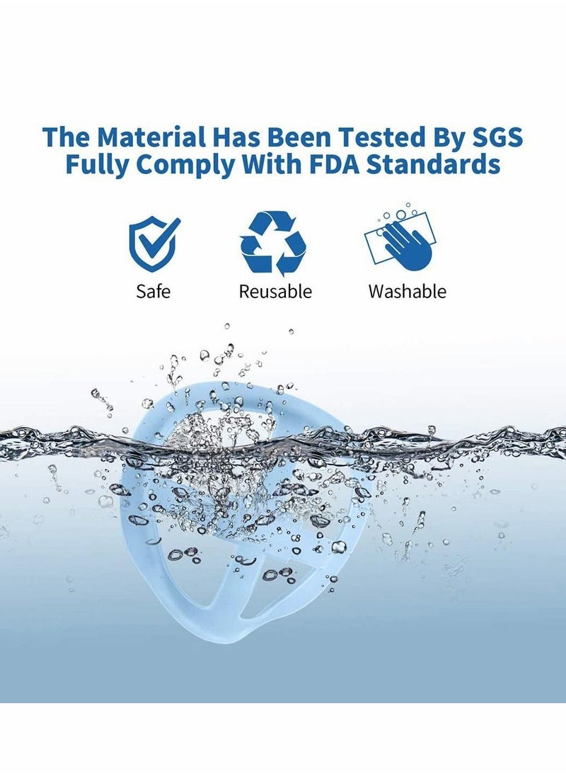 10Pcs 3d Face Mask Inner Support Frame Homemade Cloth Cool Silicone Bracket More Space For Comfortable Breathing Washable Reusable Clear (Blue5 White5)