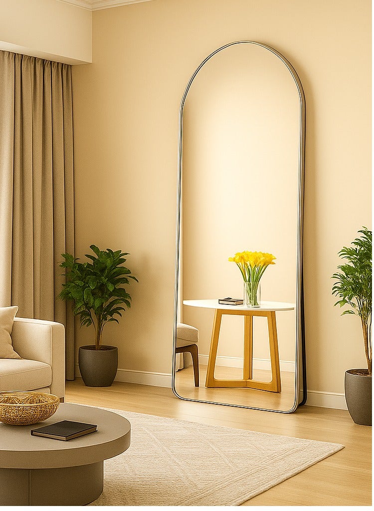 Y&D （White）Full Length Mirror Standing Arched Large Standing Dressing Mirror Hanging Leaning Against Floor Mirrors Wall Mounted Mirror With Stand For Bedroom Locker Room Living Room 155x45cm  - Image 4