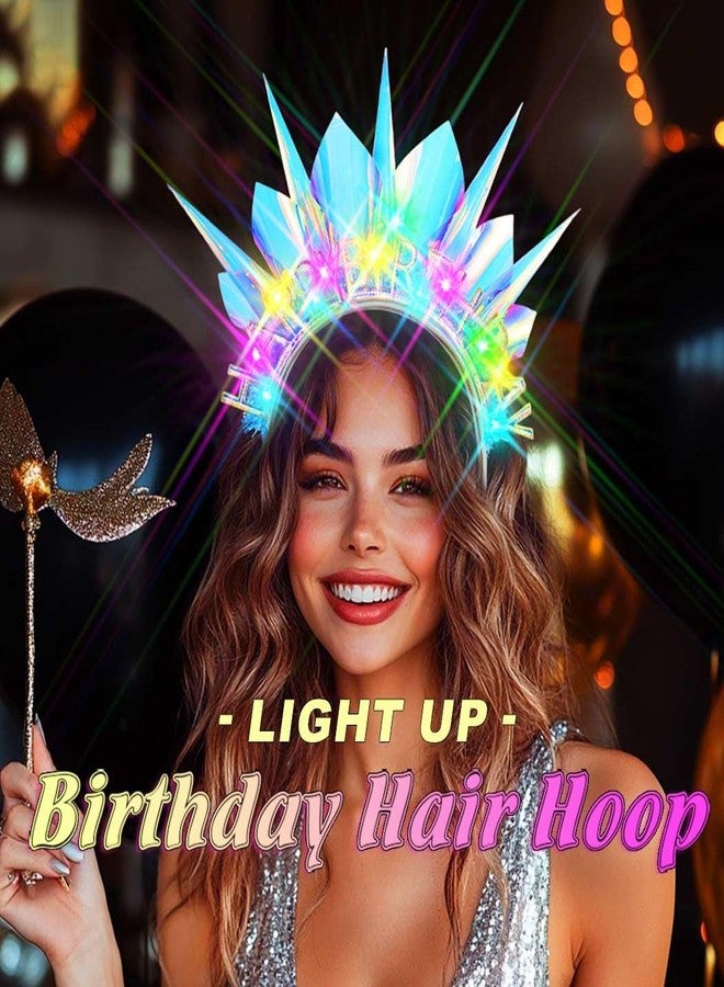 ACEDRE Light Up Happy Birthday Headband LED Glow Crown for Women - Image 3