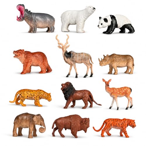 Bzkid Wild Animal Toy Set for Kids | 12 Pcs Realistic Jungle Animal Figurines | Educational Safari Animal Models for Boys & Girls | Zoo Wildlife Plastic Animals for Pretend Play & Learning - Image 1