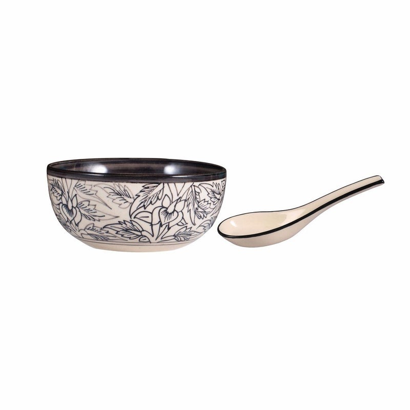 Caffeine Ceramic Handmade Black Perru Soup Bowl (Set of 1) - Image 2