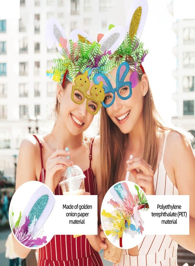 Bagtopia مجموعة باجتوبيا المكونة من 8 قطع من طوق رأس ونظارات أذن أرنب عيد الفصح، أطواق رأس على شكل أذن أرنب وإطارات نظارات تنكرية ذات طابع خاص لفعالية البحث عن بيض عيد الفصح، ومستلزمات حفلات، وإكسسوارات شعر أنيقة للنساء - Image 3