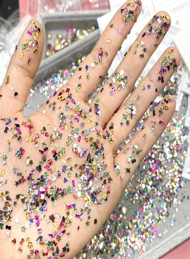 JALIYA 3000pcs Colorful Nail Rhinestones and Charms for Nails Design Flatback Rhinestones for Nails 3D Mini Heart Flower Star Rhinestone Nail Charms Nail Jewels for Nail Art Crystal Nail Diamonds Nail Gems - Image 3