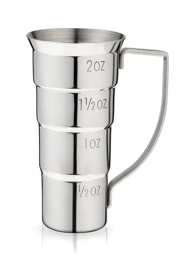 Viski Stepped Jigger With Handle, 4 Measurement Markings, Measuring Cup for Cocktail Recipes, 0.5 oz, 1 oz, 1.5 oz, & 2 oz, Stainless Steel - Image 1