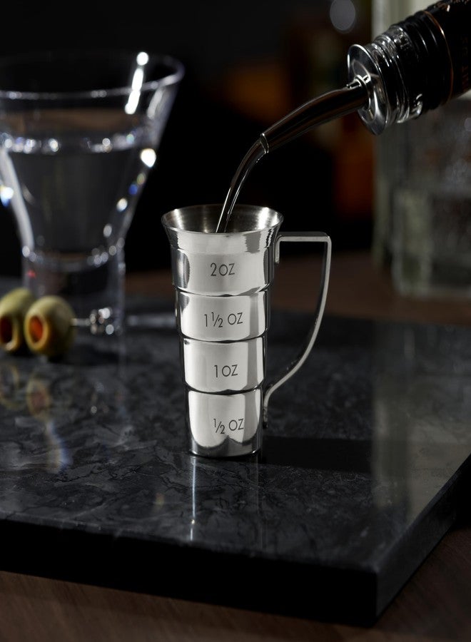Viski Stepped Jigger With Handle, 4 Measurement Markings, Measuring Cup for Cocktail Recipes, 0.5 oz, 1 oz, 1.5 oz, & 2 oz, Stainless Steel - Image 4