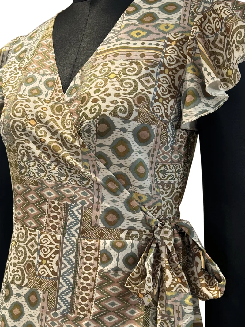 Outzidr earthy tones Green Flowy Floral Printed Dress for Women | Best Price UAE