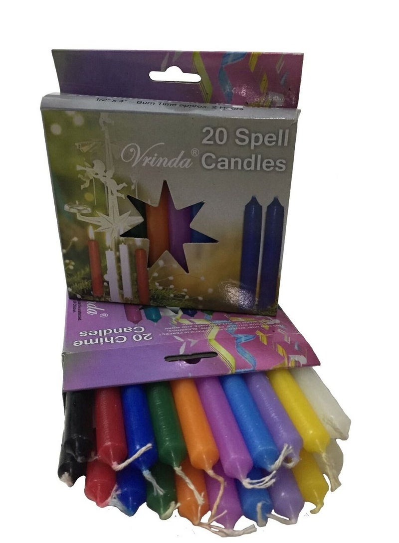 vrinda شموع صغيرة غير معطرة بقياس 4 بوصات من مجموعة Chime Ritual Spell - مجموعة من 20 شمعة (متعددة الألوان) - Image 2