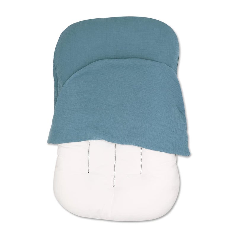 غطاء أريكة للأطفال من Hooyax Muslin غطاء من القطن العضوي الناعم يناسب كراسي الأطفال حديثي الولادة للأولاد والبنات (أزرق) - Image 2