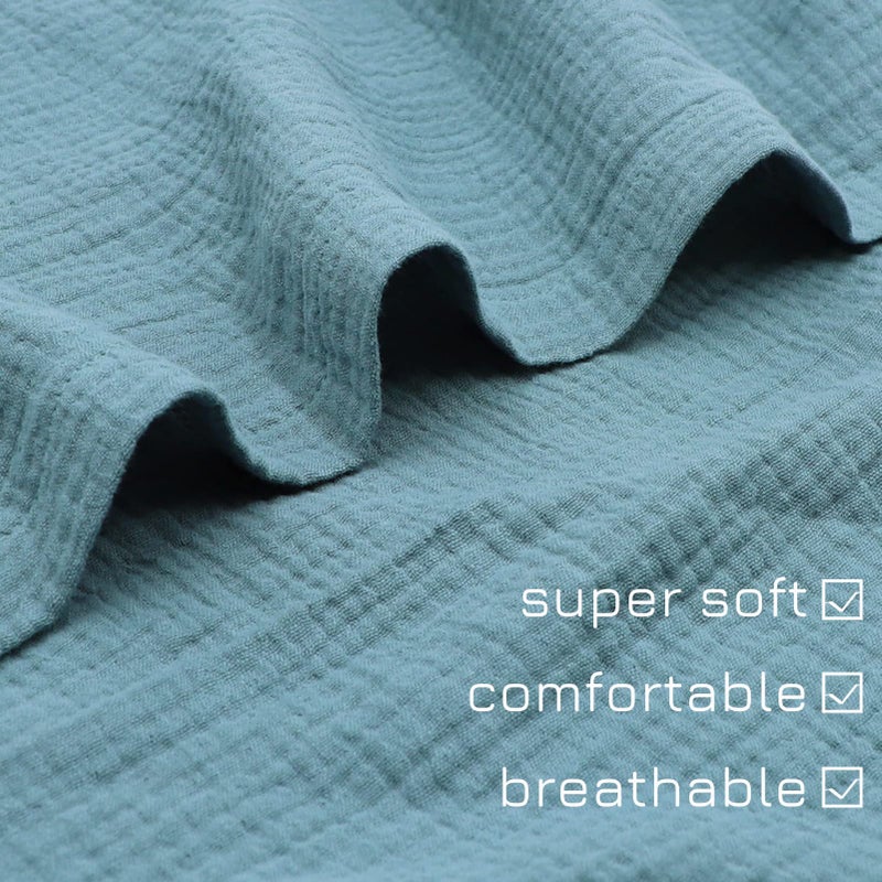 غطاء أريكة للأطفال من Hooyax Muslin غطاء من القطن العضوي الناعم يناسب كراسي الأطفال حديثي الولادة للأولاد والبنات (أزرق) - Image 3