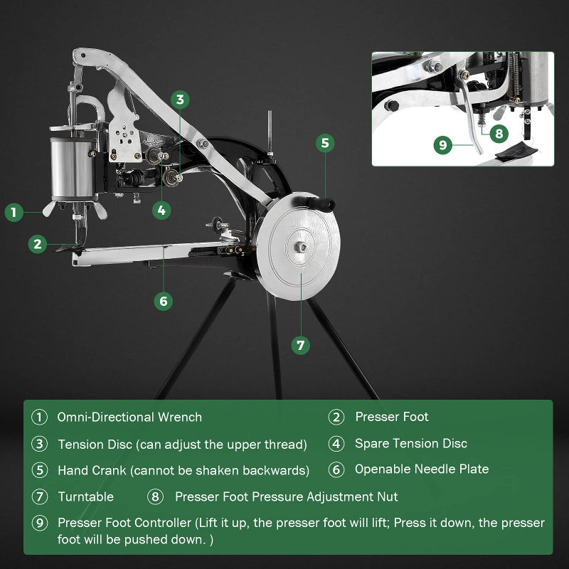 BEAMNOVA Leather Stitching Machine Cobbler Sewing Shoe Repair Tool Equipment Hand Heavy Duty Industrial with Needles Leather Craft Kit, Black - Image 4