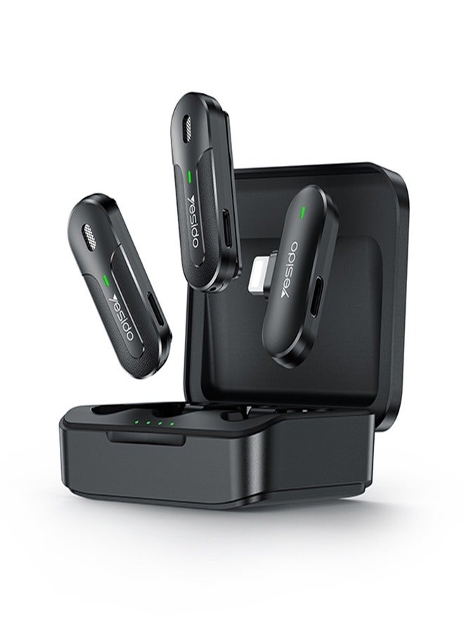 يسيدو YESIDO KR16 ميكروفون لافاليير لاسلكي 2 في 1 مع مستقبل 8 دبابيس مع صندوق شحن - Image 1