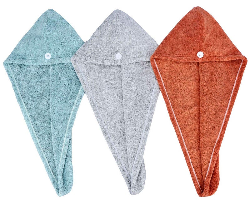 HOPESHINE Hair Towel Twist Microfiber Bamboo Fabric Women's Soft Shower Towels for CurlyHair Turban Wrap Drying Cap Great Gift for Girls 3-Pack - Image 1