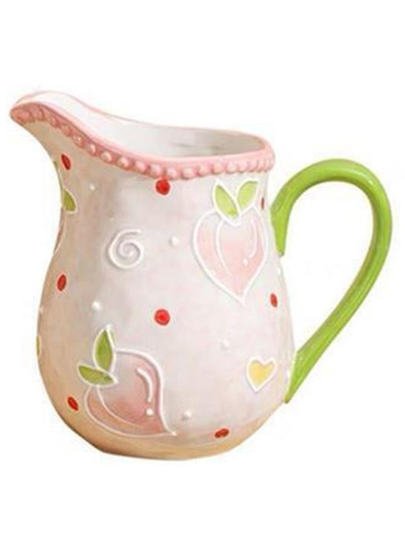 Ceramic Coffee Mug, Milk Cup, Fruit-Painted Relief Underglaze, Multipurpose Drinkware for Juice, Milk, Honey, Oven, Dishwasher and Microwave Safe, 550ml (Peach Pink) - Image 1