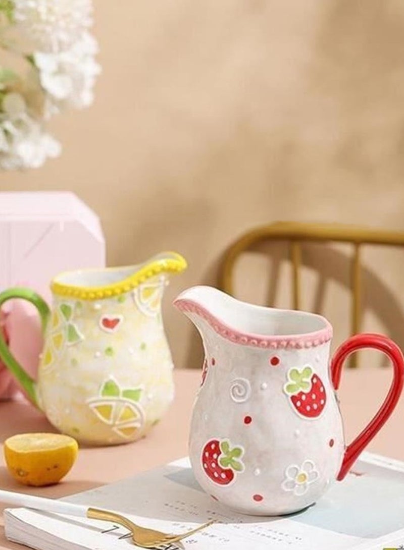 Ceramic Coffee Mug, Milk Cup, Fruit-Painted Relief Underglaze, Multipurpose Drinkware for Juice, Milk, Honey, Oven, Dishwasher and Microwave Safe, 550ml (Peach Pink) - Image 4