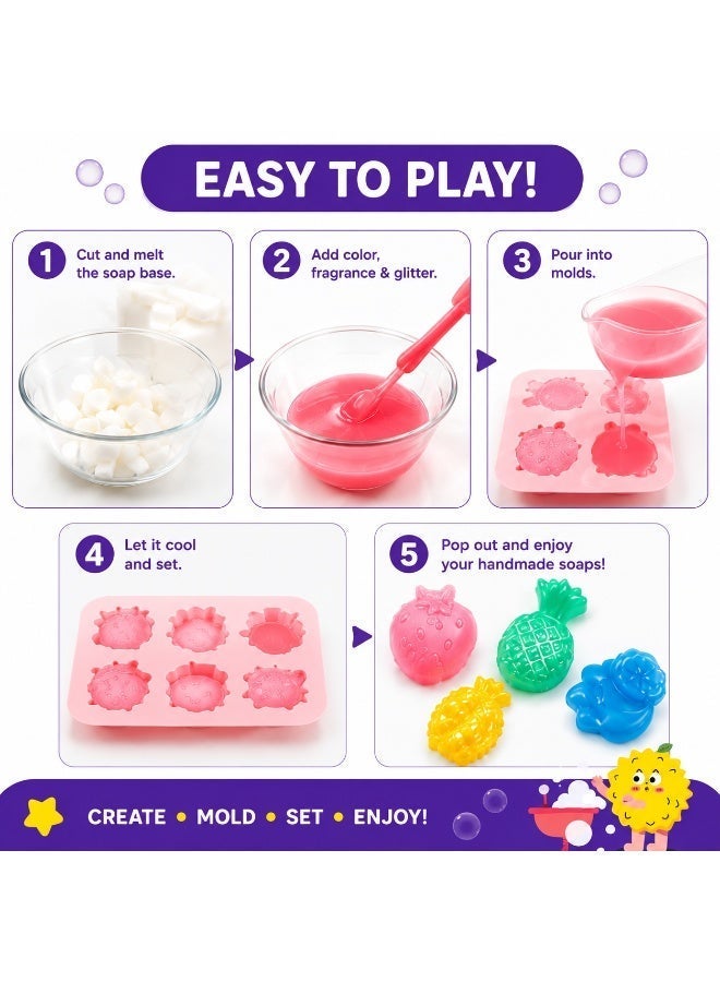 Twisoo DIY Soap Making Kit for Kids – Create 7 Fun Shaped Colorful Soaps – Educational STEM Arts & Crafts Set with Silicone Molds, Fragrance & Glitter – Safe, Non-Toxic Gift for Boys & Girls Ages 3+ - Image 4