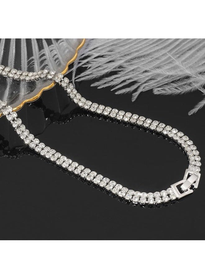 Gleamart Long Necklace for Women Rhinestone Sweater Chain Silver 04 - Image 4