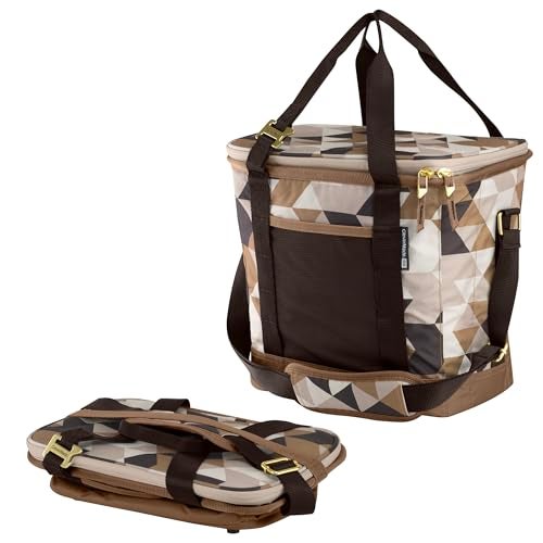 CleverMade Collapsible Insulated Cooler Bag 24 Can Leakproof Soft Cooler for Beach Travel Car Shoulder Strap Bottle Opener Desert Camo