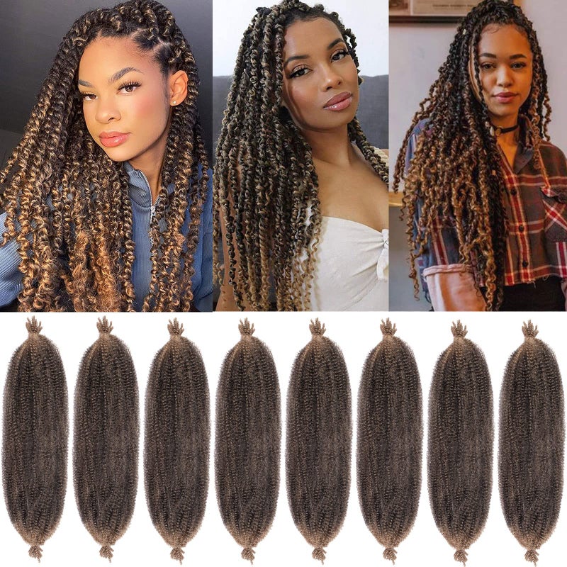 Xtrend 8 Packs Springy Afro Twist Crochet Hair 16 Inch PreSeparated Spring Twist Hair Synthetic Marley Crochet Braiding For Distressed Soft Locs Hair Extension For Women 8 StrandsPackT27