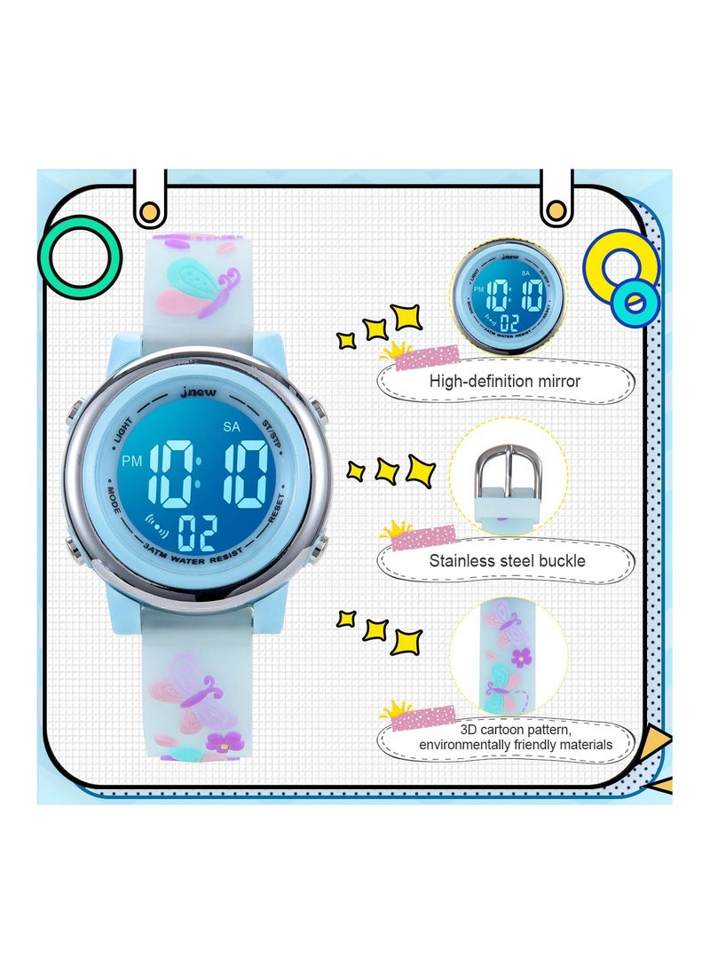 SYOSI - Kids Digital Luminous Watches for Girls Boys 3D Cartoon 7 Color Lights Waterproof Sport Outdoor LED Electronic Wrist Watch with Alarm Stopwatch Wristwatch 3 to 12 Years Children - Image 1