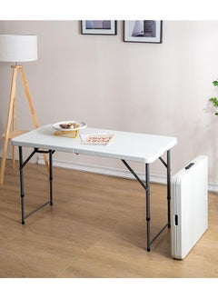 LANNYHOME Jeffcoco Furniture Outdoor Camping Table,Heavy Duty Plastic Outdoor Folding Picnic Table,Folding Trestle Table (1.2M White)  - Image 1