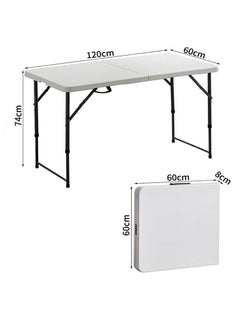 LANNYHOME Jeffcoco Furniture Outdoor Camping Table,Heavy Duty Plastic Outdoor Folding Picnic Table,Folding Trestle Table (1.2M White)  - Image 2