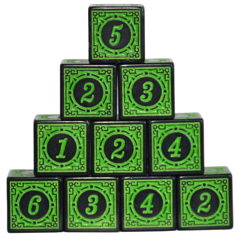 SmartDealsPro 10Pack D6 Six Sides 16mm Dice Die for DND MTG PRG Wow Table Game Math Teaching Green Letter - Image 3