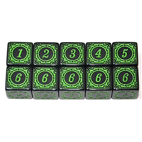 SmartDealsPro 10Pack D6 Six Sides 16mm Dice Die for DND MTG PRG Wow Table Game Math Teaching Green Letter - Image 5
