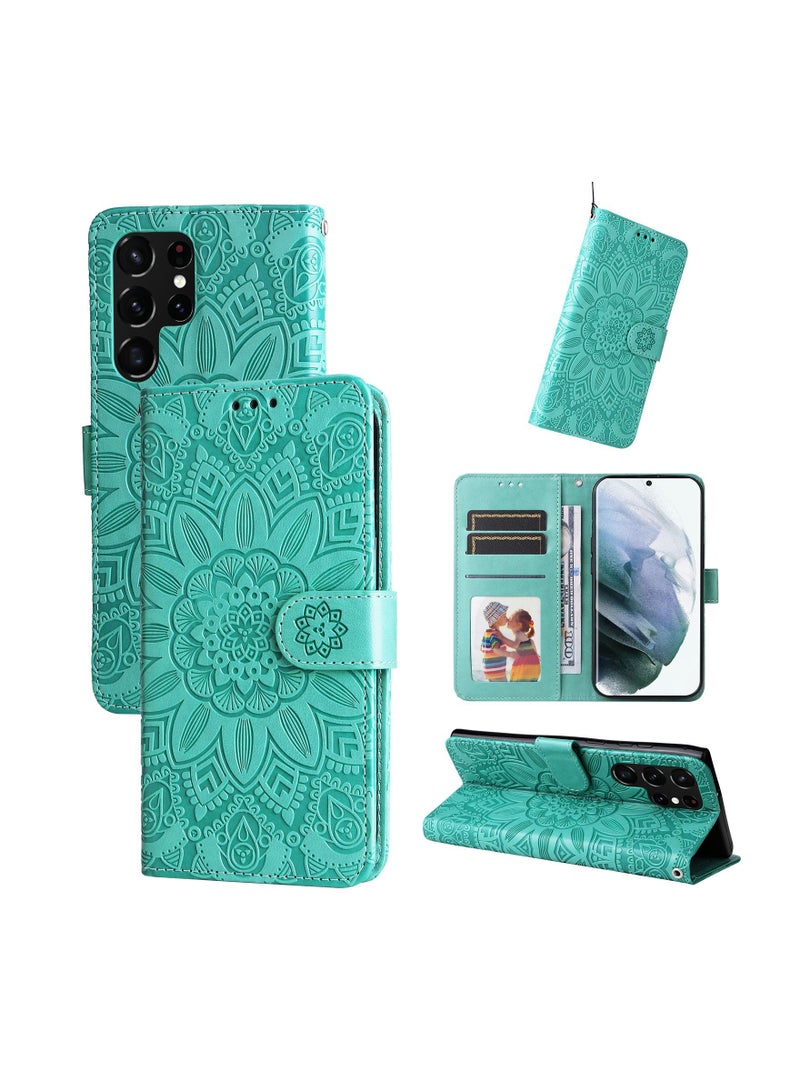Suteni Heat Embossed Flip Cover Card Slots Leather Phone Case for Samsung - Image 3