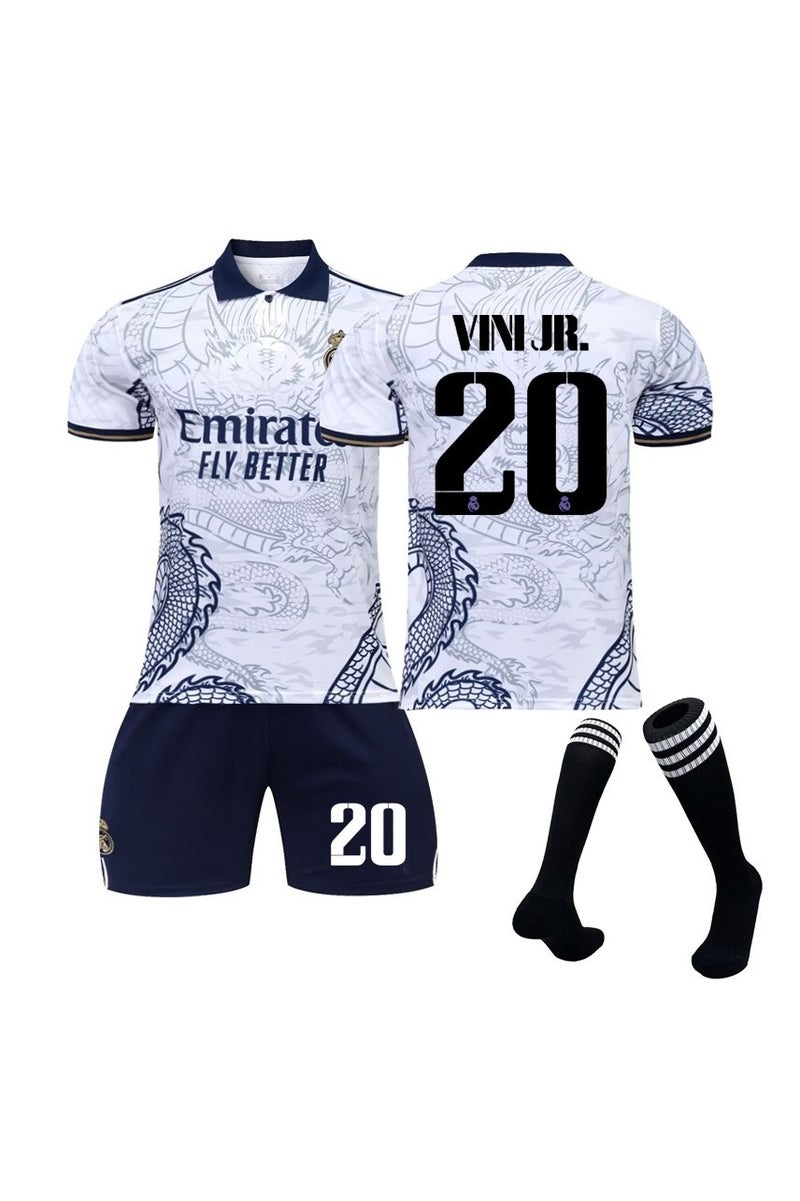 WHITE GAINS The No. 20 football jersey 3-piece set, including the top, shorts, socks, is made of breathable, comfortable, quick-drying and elastic fabric, specially designed for football enthusiasts and sports people - Image 1