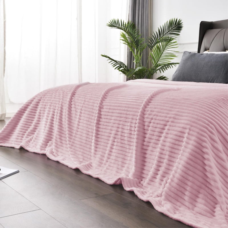 BEDELITE Fleece Throw Blanket for Couch â€“ 3D Ribbed Jacquard Soft and Warm Decorative Fuzzy Blanket â€“ Cozy, Fluffy, Plush Lightweight Cherry Blossom Throw Blankets for Bed, Sofa, 50x60 inches - Image 5