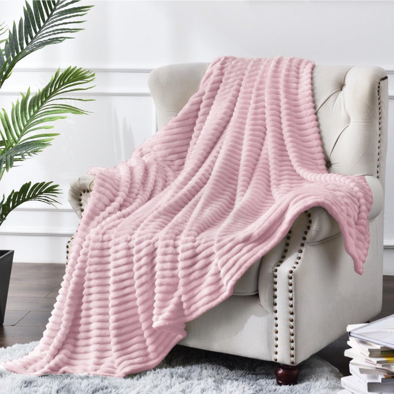 BEDELITE Fleece Throw Blanket for Couch â€“ 3D Ribbed Jacquard Soft and Warm Decorative Fuzzy Blanket â€“ Cozy, Fluffy, Plush Lightweight Cherry Blossom Throw Blankets for Bed, Sofa, 50x60 inches - Image 2