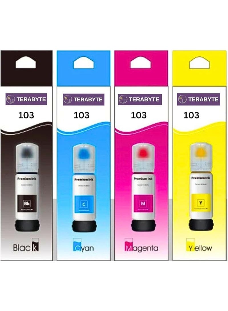 Terabyte زجاجة حبر 103 لطابعة إبسون 103 لنظام EcoTank L1110‎/L1210/L1250/L3100/L3101/L3110/L3111/L3150/L3151‎/L3156/L3160/L3210/L3211/L3250/L3251/L3256/L3260/L3266/L3550 103INK - Image 1