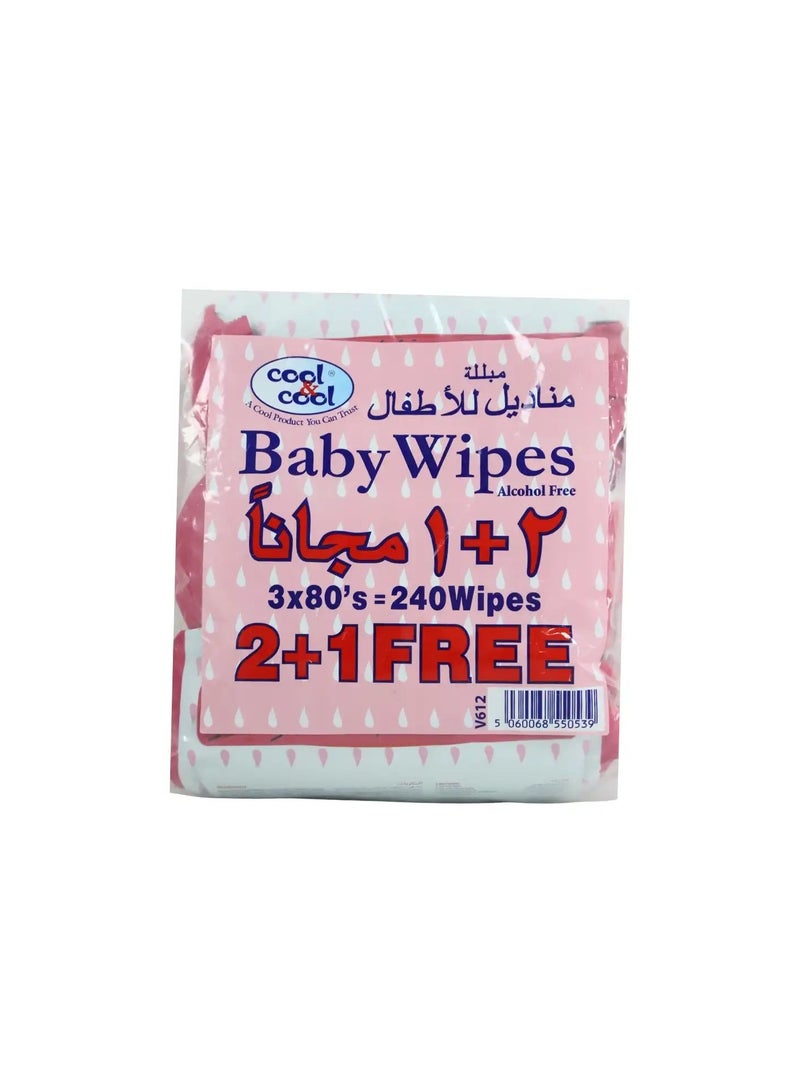 Cool & Cool مناديل أطفال فائقة الحساسية ولطيفة للبشرة الحساسة والدقيقة 3X80 مناديل
