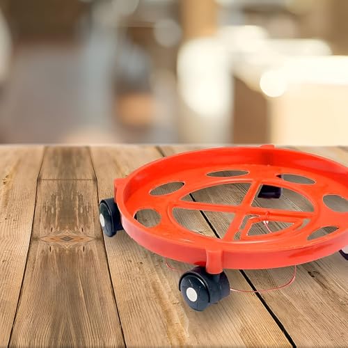 Birdwing Plastic Gas Cylinder Trolley with Wheels Durable Gas Trolly LPG Cylinder Stand for Home and Kitchen -Red, 2 Piece - Image 4