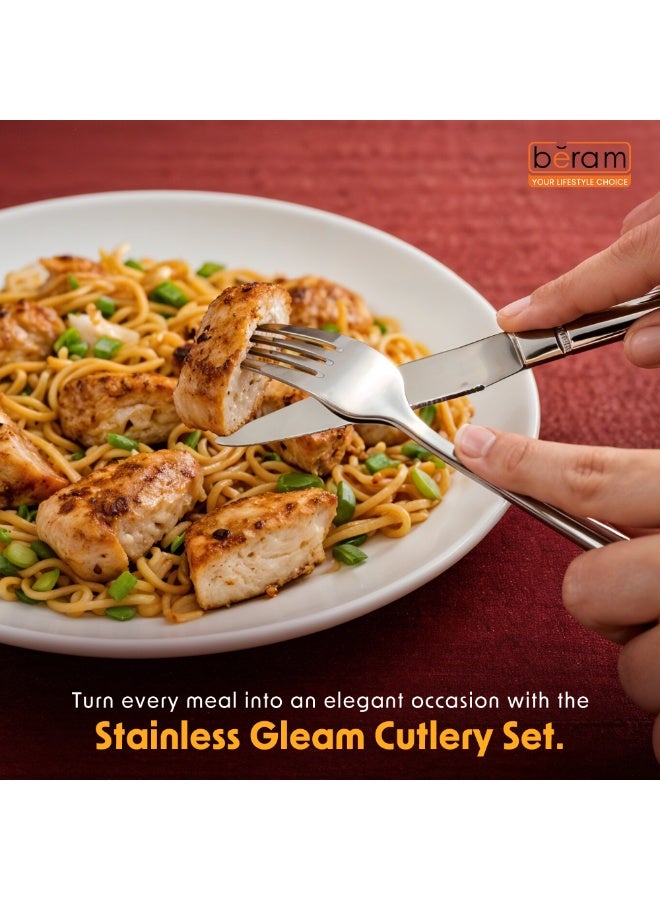 Beram Stainless Gleam Cutlery Set, Stainless Steel Flatware Set, 18/10 Grade, Kitchen Utensils Set, Tableware Set For Home, Restaurants, Hotels and More - Image 3