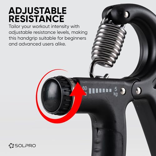Solpro FirmFlex Adjustable Hand Grip Strengthener for Men & Women | Adjustable 5 to 60 kg Resistance | Forearm, Wrist & Finger Strengthener | Home, Gym & Rehab Workouts (Black/Black) - Image 5