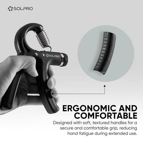 Solpro FirmFlex Adjustable Hand Grip Strengthener for Men & Women | Adjustable 5 to 60 kg Resistance | Forearm, Wrist & Finger Strengthener | Home, Gym & Rehab Workouts (Black/Black) - Image 3