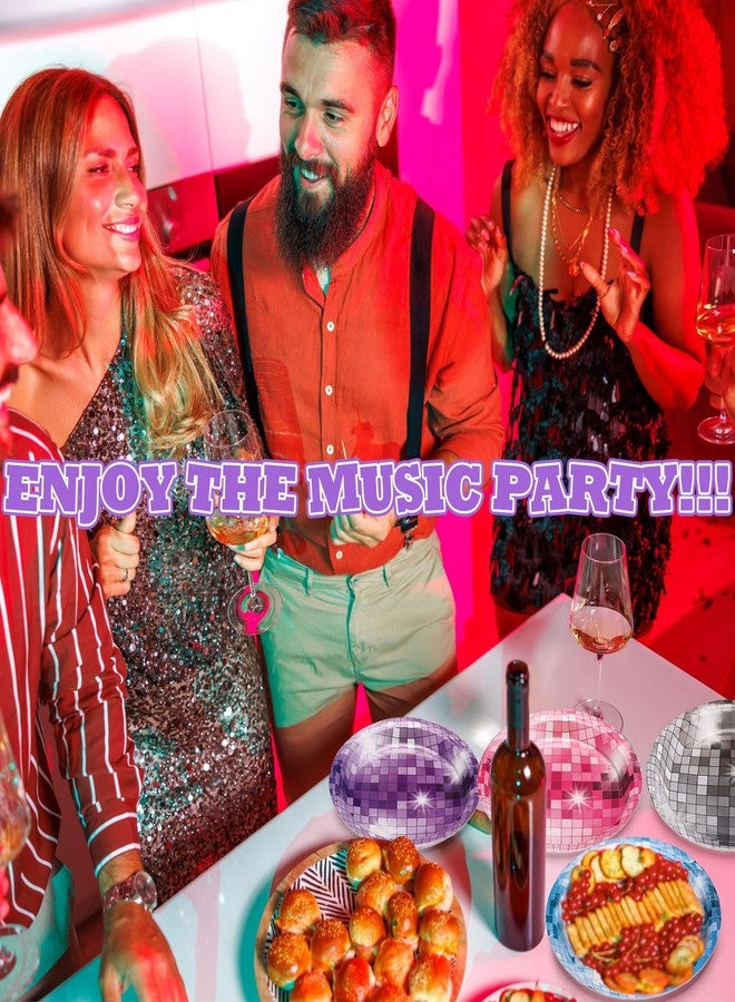 FillTouch 50 Pcs 9 Inch Disco Ball Party Plates 70s Disco Paper Plates Retro Party Decorations Disposable Dinner for Birthday Wedding Rock Roll Dance Music - Image 5