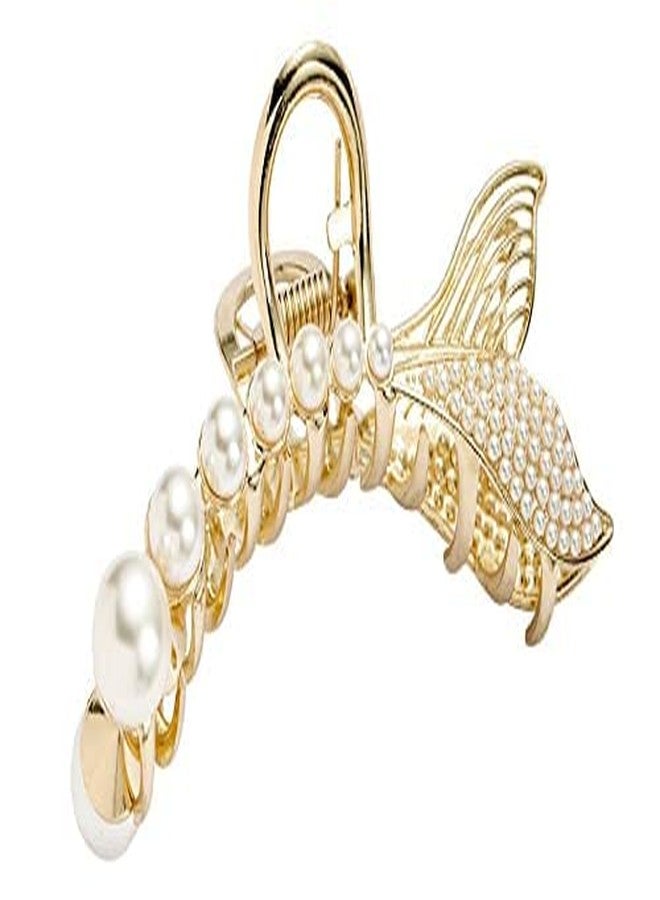 BOTIST Stylish Fancy Pearl Hair Claw Clip for Thick Hair, Pearl Fish Tail Claw, Long Claw Clips, Non Slip Grip Female Hair Accessories, Korean trendy claw clip - Image 2