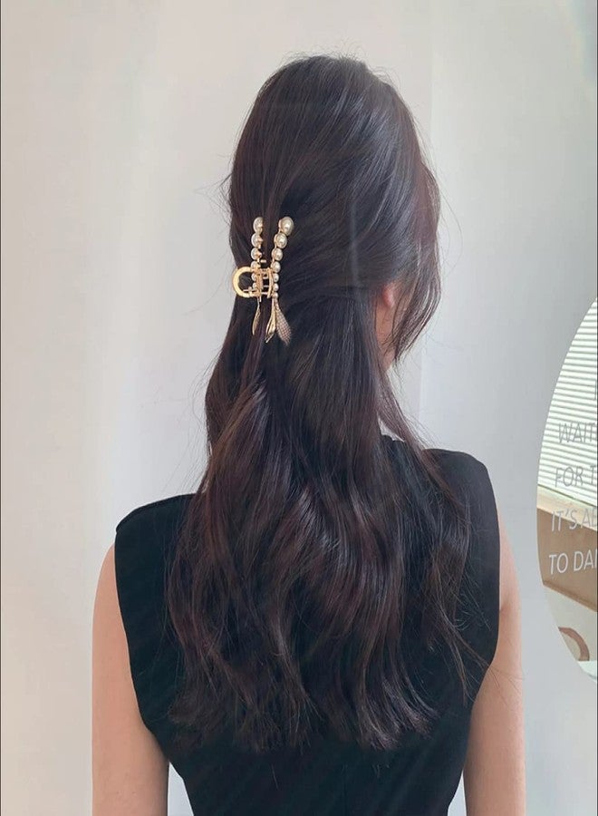 BOTIST Stylish Fancy Pearl Hair Claw Clip for Thick Hair, Pearl Fish Tail Claw, Long Claw Clips, Non Slip Grip Female Hair Accessories, Korean trendy claw clip - Image 3