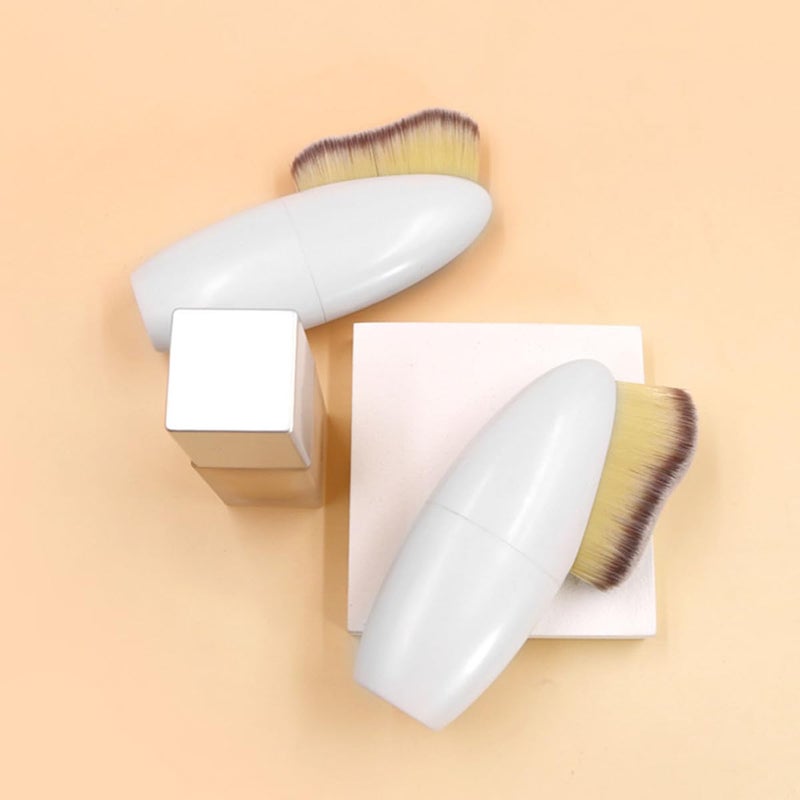 2 Pcs Multifunctional Foundation and Powder Makeup Brushes Set, Mini Portable Face Beauty Tools for Liquid and Loose Powder Application, Soft Bristles for Travel and Daily Use - Image 5