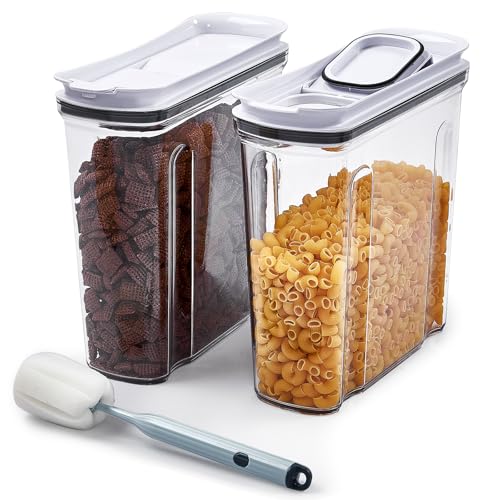 FreshKeeper Cereal Containers Storage Set Airtight Food Storage Container with Lid 4L1352oz 2PCS BPAFREE Plastic Pantry Organization Canisters for Rice Cereal Flour Sugar Dry Food in Kitchen