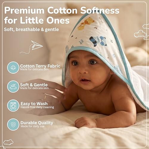 TIDY SLEEP Terry Baby Bath Towel – Ultra Soft, Highly Absorbent & Gentle on Delicate Skin Mom & Me - Image 2
