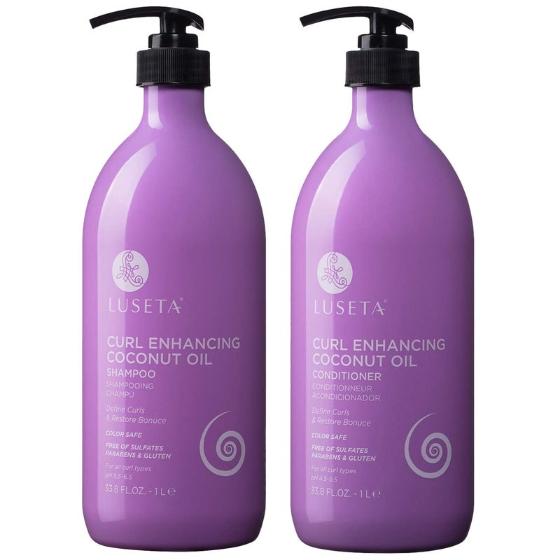 Luseta Curly Hair Shampoo and Conditioner Set  Define Curls and Restore Bounce with Coconut Oil for Waves and Curls Intensely Moisturizing Color Safe and Sulfate Free