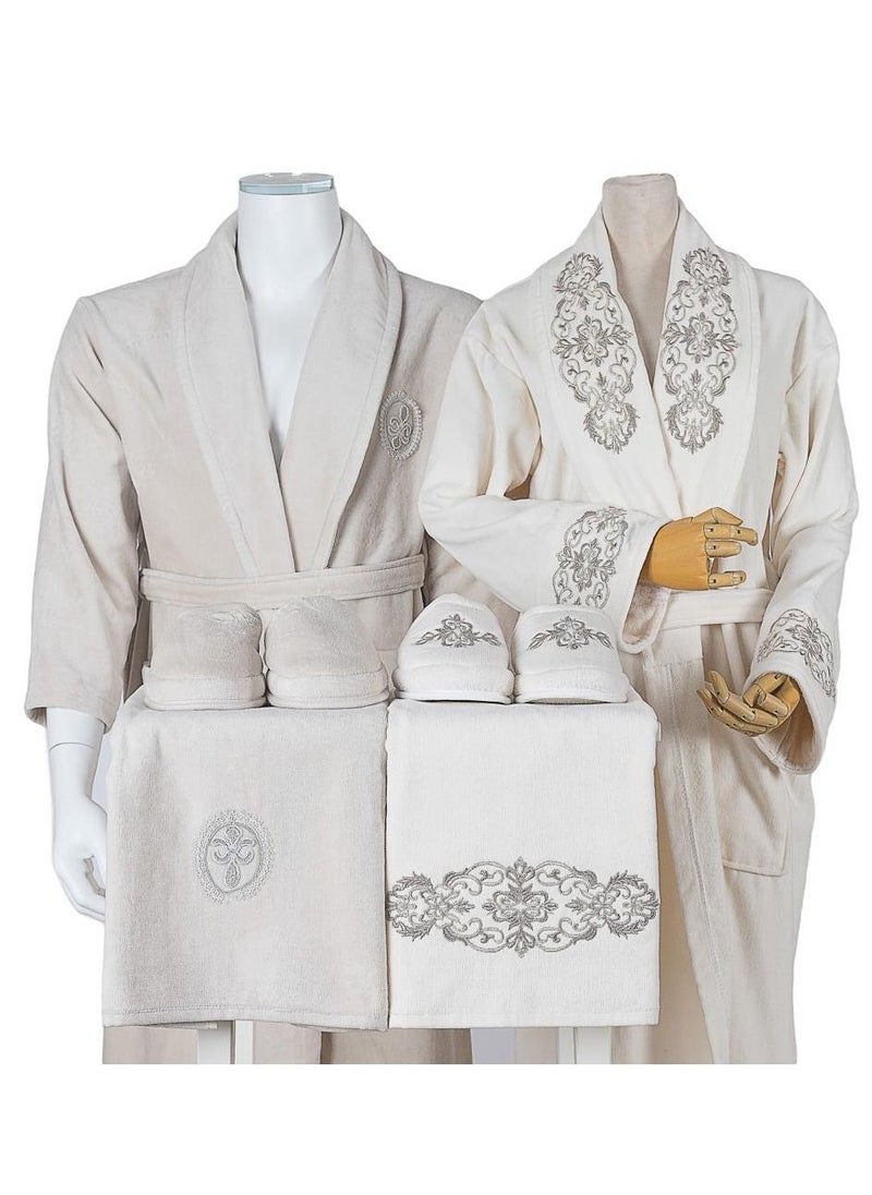 LAMA Home Tekstil Set Bath Robe Beige Madrid Cables  - Image 1