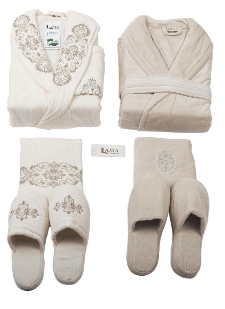 LAMA Home Tekstil Set Bath Robe Beige Madrid Cables  - Image 2