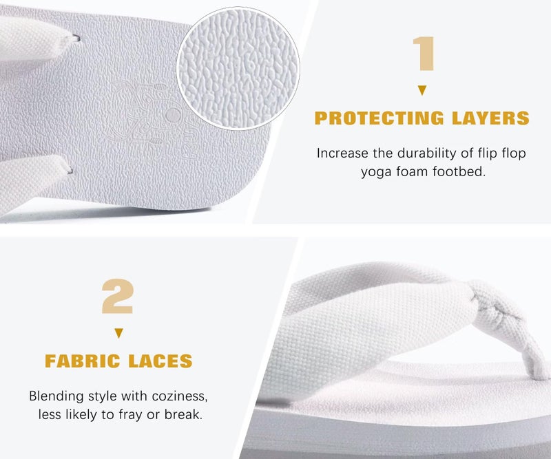 KuaiLu Flip Flops Women Arch Support Yoga Mat Comfortable Summer Beach Walking Thong Cushion Sandals Slip on Pool Outfits Travel Essentials Orthotic Slides Indoor Outdoor Slippers Shoes White Size 10 - Image 5